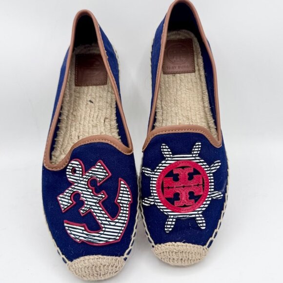 Tory Burch Shoes - Tory Burch Maritime Navy Blue Canvas Espadrille Loafer Flats Shoes